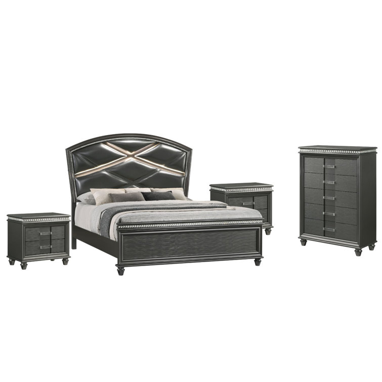 Rosdorf Park Garan Upholstered Standard 4 Piece Bedroom Set Wayfair